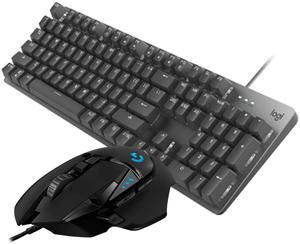 Logitech Mouse & Key Set, K845 Backlit Mechanical Keyboard (Black) + G502 HERO Mouse - RGB Gaming Bundle with Customizable Profiles