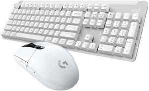Logitech Mouse & Key Set, K865 Wireless Keyboard & Mouse Combo (White) - Silent Typing, 10m Range, Multi-Device Switching for Home/Office
