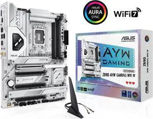 ASUS Z890 AYW GAMING WIFI W ATX Z890 motherboard, Inte.l Core Ultra Series 2 Ready, Advanced AI PC-ready, 16+1+2+1 stages, DDR5, PCIe 5.0, Thunderbolt 4, USB Type-C, 4 x M.2, Wi-Fi 7, 2.5Gb LAN