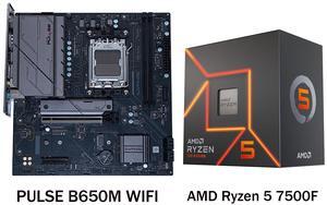 Sapphire Tech PULSE B650M WiFi AM5 Motherboard & Ryzen 5 7500F 6-Core CPU Combo | PCIe 5.0 M.2, DDR5 7400+ OC, 7+2+1 Power Phase, Wi-Fi 6, Budget Gaming Bundle