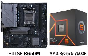 Sapphire Tech PULSE B650M AM5 Motherboard & Ryzen 5 7500F 6-Core CPU Combo | PCIe 5.0 M.2, DDR5 7400+ OC, 7+2+1 Power Phase, Wi-Fi 6, Budget Gaming Bundle