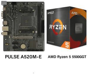 Sapphire Tech PULSE A520M-E AM4 Motherboard &  Ryzen 5 5500GT 6-Core APU Combo | Vega 7 iGPU, DDR4 4600+ OC, PCIe 3.0 M.2, Budget Gaming & Productivity Bundle