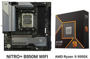 Sapphire Tech NITRO+ B850M WIFI AM5 Motherboard &  Ryzen 9 9950X 16-Core CPU Combo | 12+2+1 Phase VRM, PCIe 5.0 x16/M.2, DDR5 8000+ OC, Wi-Fi 6 Pro Gaming & Creator Bundle
