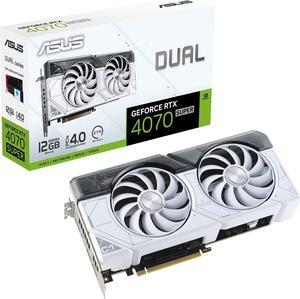 ASUS Dual GeForce RTX 4070 SUPER White OC Edition (PCIe 4.0, 12GB GDDR6X, DLSS 3, HDMI 2.1a, DisplayPort 1.4a, 2.56-slot design, Axial-tech fan design, Auto-Extreme Tech) DUAL-RTX4070S-O12G-WHITE