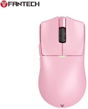 FANTECH TANTO EWG13E Pink Gaming Mouse - 12000DPI, 2.4GHzWireless Connection, Huano Transparent Green Shell White Dots,45Hours Battery Life,Supports RGBCharging Dock,Pixart 3311 Sensor(Pink)