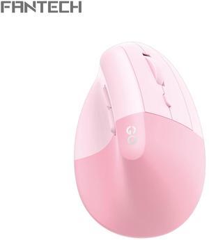 FANTECH GO COMFY W195R Pink Gaming Mouse -Slient Switches,Dual Mode Connection,57°Vertical Angle,1600DPI Adjustable,7Buttons,Ergonomic Design for PC/Computer(Pink)