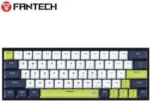 FANTECH MK874V2 Gaming Wired Keyboard, DETACHABLEUSB-CCABLE,63key, Hot-swappable, 17 Lighting Modes,Design for PC/Computer,White / Blue (blue switch)