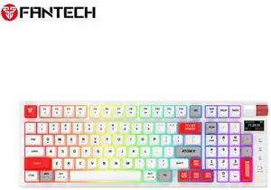FANTECH ATOM PRO97 MK918,Mechanical Wireless Keyboard,97Key,Tri-Mode Connection, ARGB Lighting,5 Pin Hot Swappable Switches,Built-In Smart Display,White (red switch)