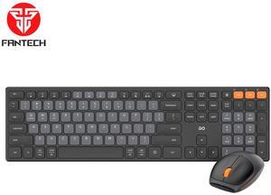 FANTECH KM103 Wireless Office KeyBoard Mouse Combo, Full Size Keyboard With 110 Keys Design, Silent Click, feel comfortable,MULTIMEDIA FUNCTION KEYS, Spill-resistant design, Grey