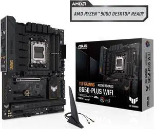 ASUS TUF GAMING B650-PLUS WIFI AMD B650 AM5 Ryzen Desktop 9000 8000 and 7000 ATX motherboard, 14 power stages, PCIe® 5.0 M.2 , DDR5 memory, WiFi 6 and 2.5 Gb Ethernet, USB4® support Aura Sync