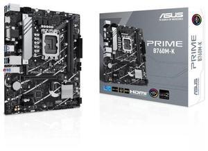 ASUS Prime B760M-K, Intel® B760 LGA 1700 mATX motherboard PCIe 4.0, two PCIe 4.0 M.2 slots, DDR5, Realtek 2.5Gb Ethernet, SATA 6 Gbps, USB 3.2 Gen 1, Aura Sync
