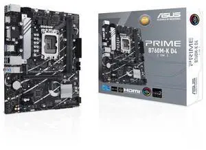 ASUS Prime B760M-K D4-CSM, Intel® B760 LGA 1700 mATX motherboard PCIe 4.0, DDR4, Realtek 2.5Gb Ethernet, SATA 6 Gbps, USB 3.2 Gen 1, Aura Sync