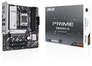 ASUS PRIME B840M-A AMD B840(AM5 Socket) microATX motherboard, DDR5, PCle 4.0 Ready, Realtek 2.5Gb wired LAN card, Dual DisplayPort, Rear/Front USB 5Gbps Type-c, BIOS FlashBack,AURA SYNC
