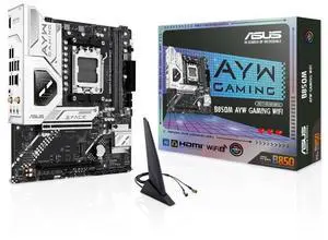 ASUS B850M AYW GAMING WIFI AMD B850 micro-ATXmotherboard AM5, DDR5, PCle 5.0Ready, Wi-Fi 6,Realtek 2.5Gb Ethernet, HDMlrear USB 10Gbps Type-A, front USB5Gbps Type-c®, BlOS FlashBack, Aura Sync