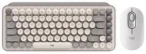 Logitech POP Keys & Mouse Wireless Bundle (Smokey White) - Dual Mode Connectivity, Silent Touch Technology, 87-Key Compact Layout
