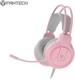 FANTECH FLASH HQ53 Pink Gaming Headset Lightweight But Durable,Light Effect,Dual 3.5mmTRS+USB A Plug Type,Pink