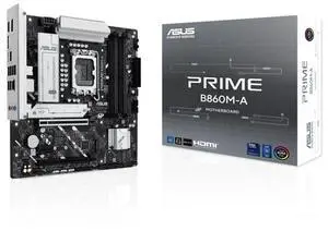 ASUS PRIME B860M-A Intel B860 (LGA 1851)mATXmotherboard,  DDR5, PCle 5.0x16 slot, dual DisplayPort,rear USB 20Gbps port Type-c 2 x M.2 slots, Realtek2.5Gb Ethernet, SATA 6 Gbps, Aura Sync