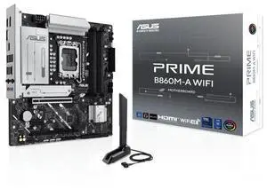 ASUS PRIME B860M-A WIFI Intel B860 (LGA 1851)mATXmotherboard, Advanced Al PC-ready, DDR5, PCle 5.0x16 SafeSlot, dual DisplayPort,rear USB 20Gbps portType-c,2 x M.2 slots,SATA 6Gbps,Aura Sync