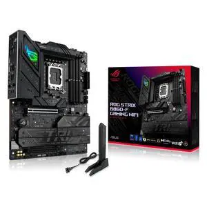 ASUS ROG STRIX B860-F GAMING WIFI Intel B860 LGA 1851 ATX motherboard,four M.2 slots,one Thunderbolt 4 port, USB 20Gbps Type-C rear I/O port,ASUS AI Advisor, AI Networking II,Aura Sync RGB lighting