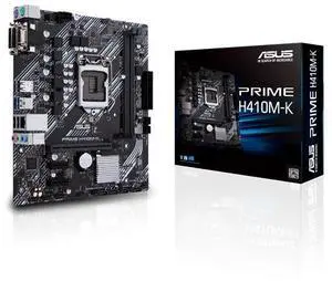 ASUS PRIME H410M-K Intel H410 (LGA 1200) mic-ATX motherboard with DDR4 support, DVI, D-Sub, USB 3.2 Gen 1 ports, SATA 6 Gbps, COM header