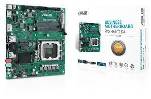 ASUS Pro H610T D4-CSM supports Intel socket LGA1700 for 14th,13th and 12th Gen Intel processors,USB 3.2 Gen 2,M.2 PCIe 4.0 slot, M.2 key E slot, ASUS Control Center Express(ACCE).