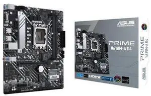 ASUS PRIME H610M-A D4 Intel H610 (LGA 1700) micro ATX motherboard,PCIe 4.0, Intel 1 Gb Ethernet, DisplayPort, HDMI, D-Sub, USB 3.2 Gen 2 Type-A, SATA 6 Gbps, AURA Addressable Gen 2 headers, Aura Sync