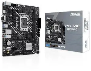 ASUS PRIME H610M-D Intel H610 (LGA 1700) micro-ATX motherboard, DDR5, PCIe 4.0, M.2 slot, Realtek 1 Gb Ethernet, HDMI, VGA, USB 3.2 Gen 1, SATA 6 Gbps, COM port, RGB header
