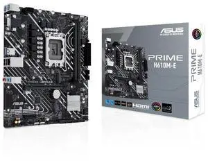ASUS PRIME H610M-E Intel H610 (LGA 1700) mATX motherboard PCIe 4.0, dual M.2 slots , DDR5, Realtek 1Gb Ethernet, DisplayPort ,VGA, SATA 6 Gbps, front USB 3.2 Gen 1, Aura Sync