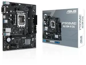 ASUS PRIME H610M-R D4 Intel H610 (LGA 1700) micro-ATX motherboard with DDR4, PCIe 4.0, M.2 slot, Realtek 1 Gb network card,USB 3.2 Gen 1 interface, SATA 6 Gbps , COM pin, LPT pin, TPM PIN