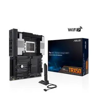 ASUS Pro WS TRX50-SAGE WIFI AMD TR5 CEB workstation motherboard,CPU and memory overclocking ready,PCIe 5.0 x 16, M.2, 10 Gb,2.5 Gb LAN,multi-GPU support,ASUS Control Center Express