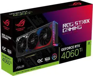ASUS ROG Strix GeForce RTX 4060 Ti OC Edition Gaming Graphics Card (PCIe 4.0, 16GB GDDR6, DLSS 3, HDMI 2.1a, DisplayPort 1.4a, Aura Sync) ROG-STRIX-RTX4060TI-O16G-GAMING