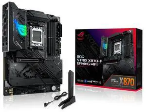 ASUS ROG STRIX X870-F GAMING WIFI AMD X870 ATX motherboard AM5,four M.2 slots,2 USB4 ports,USB 10Gbps Type-C with PD 3.0 up to 30W,AI Overclocking,AI Cooling II,AI Networking II,Aura Sync RGB lighting