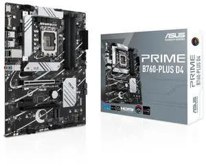ASUS PRIME B760-PLUS D4 Intel (13th and 12th Gen)LGA 1700 ATX motherboard PCIe 5.0,3xPCIe 4.0 M.2 slots,DDR4,2.5Gb LAN,DisplayPort,USB 3.2 Gen 2x2 Type-C,front USB 3.2 Gen 1 Type-C,Aura Sync