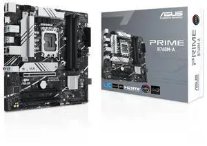 ASUS PRIME B760M-A Intel B760 (LGA 1700) mATX motherboard, PCIe 4.0, DDR5, two M.2 slots, Realtek 2.5Gb Ethernet, DisplayPort,SATA 6 Gbps, rear USB 3.2 Gen 2, front USB 3.2 Gen 1 Type-C, Aura Sync