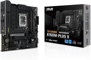ASUS TUF GAMING B760M-PLUS II Intel B760 (LGA 1700) mATX motherboard,three M.2 slots,12+1 DrMOS,Realtek 2.5Gb Ethernet,HDMI,DisplayPort,Rear USB 20Gbps Type-C,Thunderbolt (USB4) support, Aura Sync
