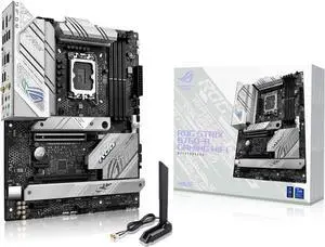 ASUS ROG STRIX B760-A GAMING WIFI Intel B760 LGA 1700 white ATX motherboard, DDR5,PCIe 5.0 x16 SafeSlot,three PCIe 4.0 M.2 slots,WiFi 6E,USB 3.2 Gen 2x2 Type-C,Two-Way AI Noise Cancelation, Aura Sync