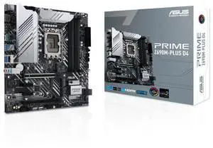 ASUS PRIME Z690M-PLUS D4 Intel Z690 (LGA 1700) mATX motherboard,PCIe 5.0,three M.2 slots,10+1 DrMOS, DDR4,DisplayPort,Intel 1 Gb Ethernet,USB 3.2 Gen 2x2 Type-C,front USB 3.2 Gen 1 Type-C,Aura Sync
