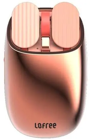LOFREE Rose Gold Potato Chip Mouse - Wireless Bluetooth 2.4G, Multi-Gesture Support, Rechargeable, Multi-System Compatible for Office, PC, Mac, Laptop