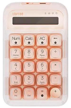 LOFREE EH121 Sugar Bean Foundation 3 Mode Digital Computer Keyboard - Bluetooth/2.4G/Wired, Hot Swappable Linear Switches, 10-Digit Display, 4-Level Backlighting, Multi-Device (4 Devices), Pink