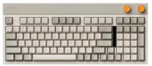 LOFREE Cubic 98-Key 3-Mode Hot Swappable Mechanical Keyboard - Slab Mount, PBT Keycaps, Rotary Knobs, Visual Status Panel, Multi-Device (5 Devices), Retro Desktop Aesthetics, Full N-Key Flip, Grey