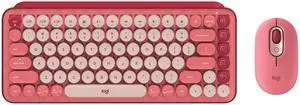 Logitech POP Wireless Keyboard + Mouse Combo (Electric Pink) - Bluetooth 5.0, TTC Tactile Switches, Modern Vintage Design