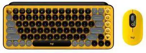 Logitech POP Keys Wireless Mechanical Keyboard + POP Mouse (Sunny Yellow) - Bluetooth Combo with Custom Emoji Keys, Silent Clicks, 3-Device Pairing