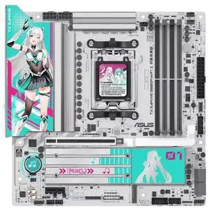 ASUS TX GAMING B850M WIFI S-HATSUNE MIKU AMD AM5 mATX Motherboard, PCIe 5.0, WiFi 6E, three M.2slots, SATA interface, M.2 interface (NVMe protocol),Aura Sync