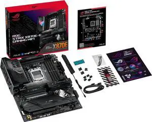 ASUS ROG STRIX X870E-E GAMING WIFI AMD AM5 X870 ATX motherboard 18+2+2 power stages, Dynamic OC Switcher, Core Flex, DDR5 AEMP, WiFi 7, 5x M.2, PCIe 5.0, Q-Release Slim, USB4, AI OCing & Networking