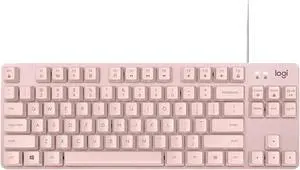 Logitech K835 TKL pink MECHANICAL Wired Mechanical Gaming Keyboard, Curved Keycaps, 84-Key Compact Design, Aluminum, 12 Dual Function FN Pushbuttons, PC/Mac Compatible - Red Switch (Red lactile)