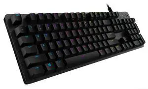 Logitech G512 LIGHTSYNC RGB Mechanical Gaming Keyboard, Carbon Fiber English Layout GX Switches, Aircraft Grade Aluminum Alloy, 26 Keys Punchless, Macro Programming, USB Direct, Black, Brown Shaft