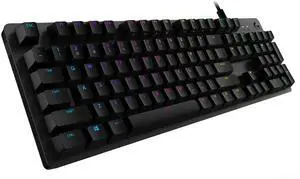 Logitech G512 LIGHTSYNC RGB Mechanical wired Gaming Keyboard, Carbon Fiber English Layout GX Switches, Aircraft Grade Aluminum Alloy, 26 Keys Punchless, Macro Programming, USB Direct, Black