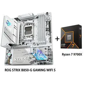 ASUS ROG Strix B850-G Gaming WiFi S Motherboard & AMD Ryzen 7 9700X CPU Combo, AMD AM5 B850 mATX white Motherboard, DDR5 WIFI 7,4x M.2, PCIe 5.0 x16, USB 20Gbps Type-C, Ryzen 7 9000 Series ASUS ROG Strix B850-G Gaming WiFi S Motherboard & AMD Ryzen 7 9700X CPU Combo, AMD AM5 B850 mATX white Motherboard, DDR5 WIFI 7,4x M.2, PCIe 5.0 x16, USB 20Gbps Type-C, Ryzen 7 9000 Series
