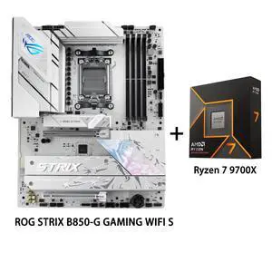 ASUS ROG STRIX B850-A GAMING WIFI S Motherboard & AMD Ryzen 7 9700X CPU Combo, AMD B850 ATX motherboard AM5 Riptide 9000 Series Processor 14+2+2 Power Module,DDR5 Slot,2.5G Wired NIC,BIOS-Key Upgrade