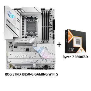 ASUS ROG STRIX B850-A GAMING WIFI S Motherboard & AMD Ryzen 7 9800X3D CPU Combo, AMD B850 ATX motherboard AM5 Riptide 9000 Series Processor 14+2+2 Power Module,DDR5 Slot,2.5G Wired NIC,BIOS